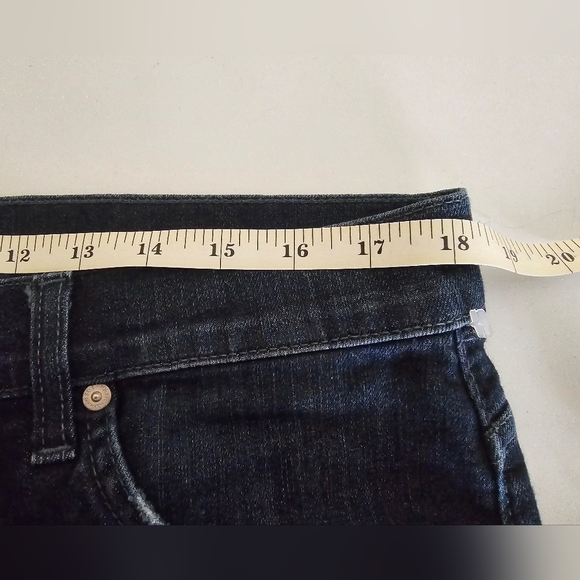 7 For All Mankind Mens Bootcut Jeans 36x32 Stretch Denim Whiskered Dark Blue - Picture 10 of 16